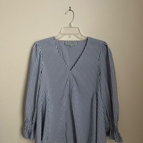 Tuckernuck Blue Stripe Easton Blouse Medium - Picture 2 of 6